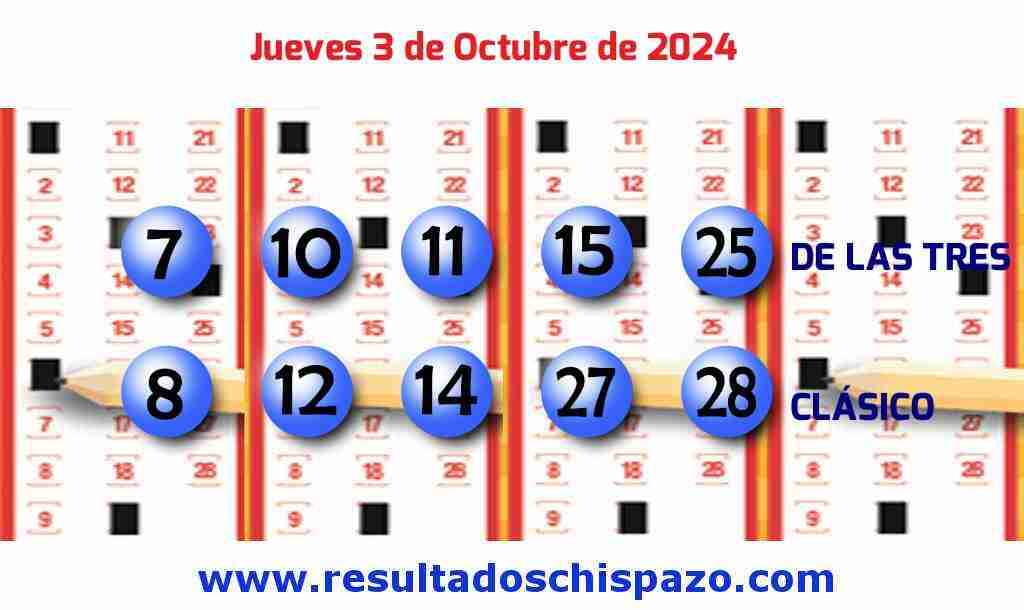 Boleto del Chispazo Clásico de hoy 2024-10-03.